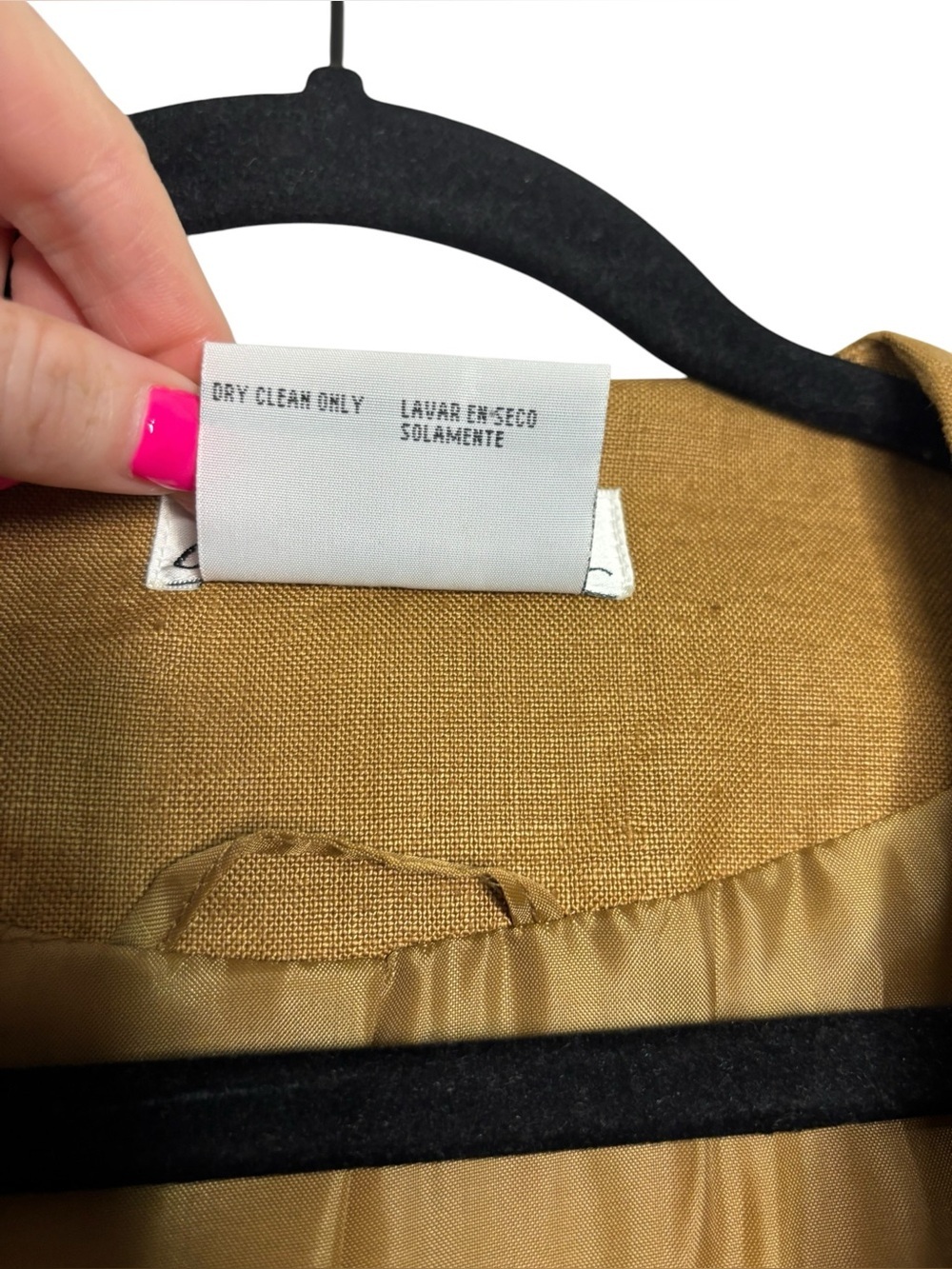 VTG Jennifer Eden Tan Brown Linen Vest Button-up Front Drawstring Waist 15/16 - Picture 9 of 10